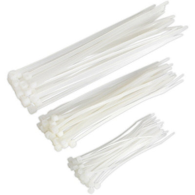 75 Piece White Cable Tie Assortment Three Sizes 25 of Each