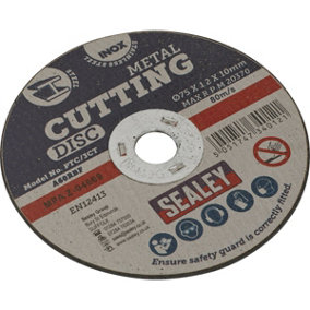 75 x 1.2mm Flat Metal Cutting Disc - 10mm Bore - Heavy Duty Angle Grinder Disc