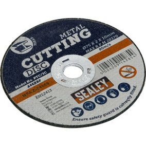 75 x 2mm Flat Metal Cutting Disc - 10mm Bore - Heavy Duty Angle Grinder Disc