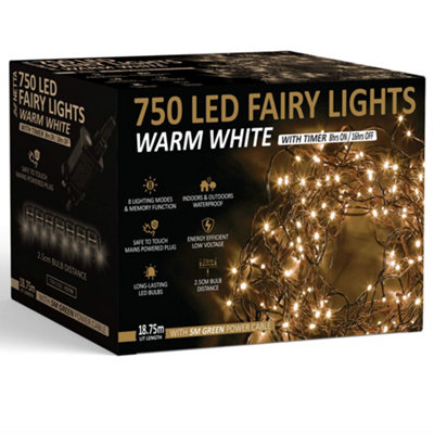 750 LED Fairy String Lights 18.75M Indoor & Outdoor Christmas Tree