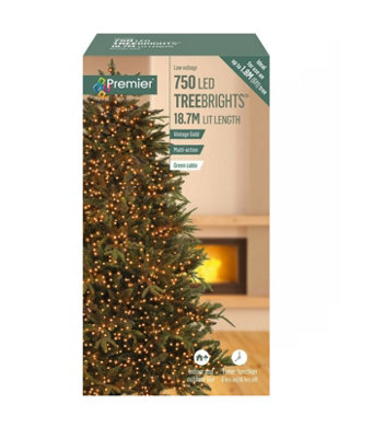 750 LED Treebrights Vintage Gold Multi-action 18.7M Lit Length Green Cable