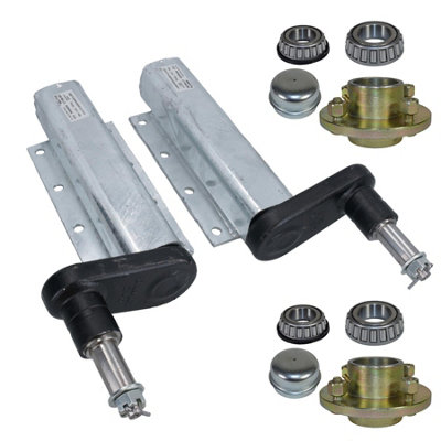750kg Trailer Suspension Units Extended Stub Axles With 4in PCD Hubs Pair
