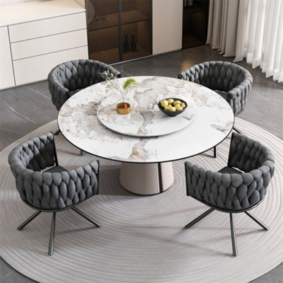 Abrihome Set Of 4Velvet Dining ChairLeisure Swivel Chair With Four Metal Support LegsGray from B&Q