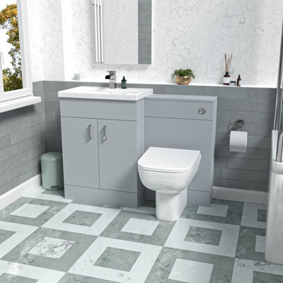 Nes Home Matte Grey 1100mm Freestanding Basin Wc Vanity & Rimless Btw Toilet from B&Q