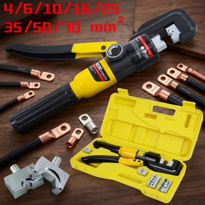 16T Hydraulic Crimping Tool Wire Cable Lug Terminal Crimper With 8 Dies from B&Q