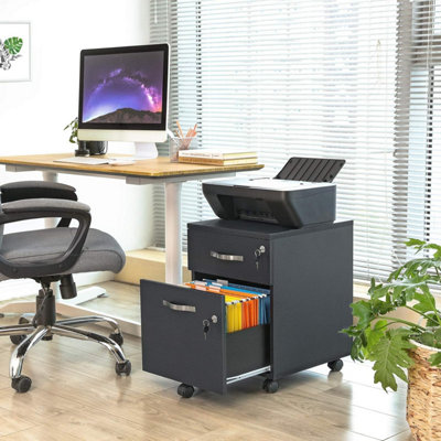 Songmics Vasagle Mobile Filing UnitDual-Drawer Cabinet With Smooth-Roll CastersHome Office StorageBlack from B&Q