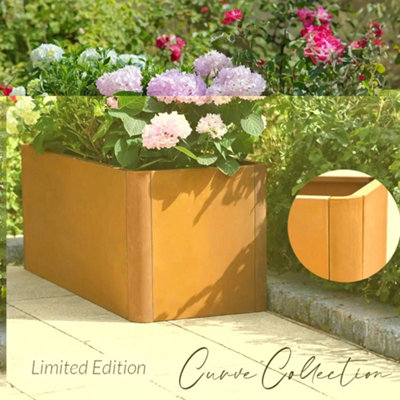 75cm Corten Steel Trough Planter with Rounded Corners