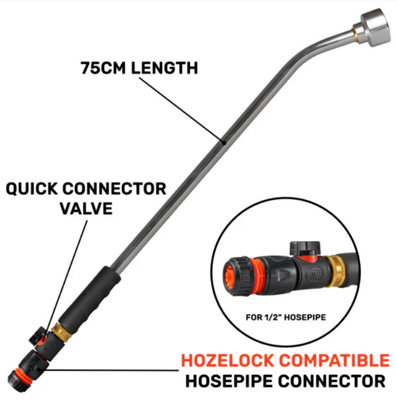 75cm Garden Watering Lance with Quick Connect Valve (Black)