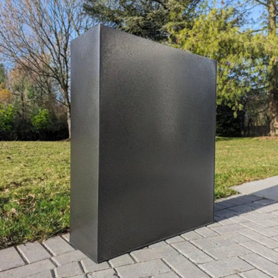 75cm Long Zinc Galvanised Graphite Black Textured 90cm Tall Trough Planter - 5