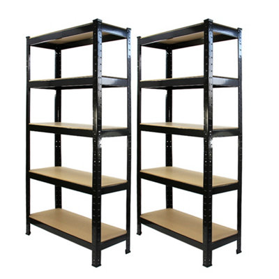 75cm Wide Racking Garage Storage Shelving Heavy Duty 5 Tier Shelf Unit 75cm x 30cm x 150cm (2, Black)