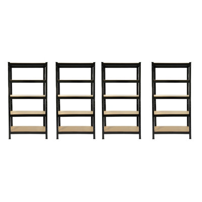 75cm Wide Racking Garage Storage Shelving Heavy Duty 5 Tier Shelf Unit 75cm x 30cm x 150cm Blue/Black (4, Black)