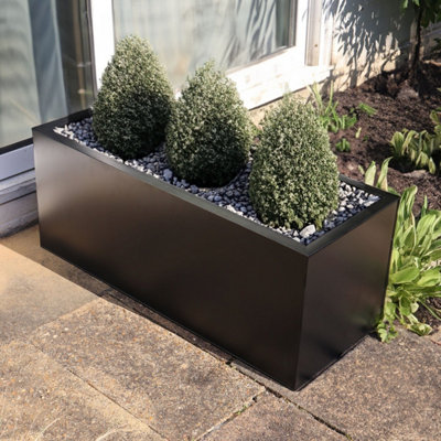 75cm Zinc Galvanised Matte Black Trough Planter