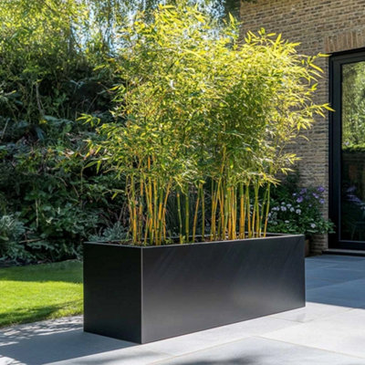 75cm Zinc Galvanised Matte Black Trough Planter