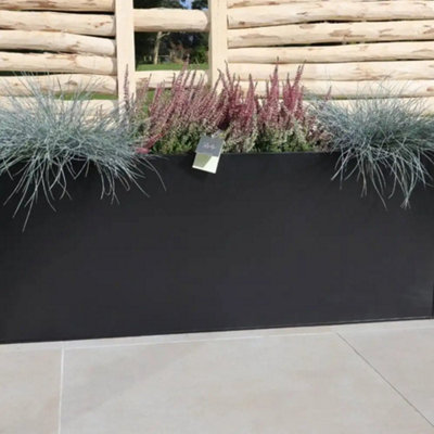 75cm Zinc Galvanised Matte Black Trough Planter