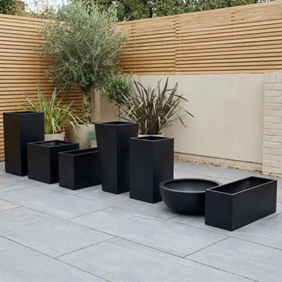 75cm Zinc Galvanised Matte Black Trough Planter