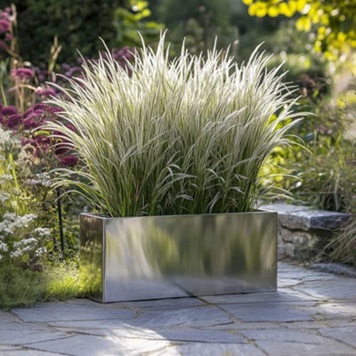 75cm Zinc Galvanised Silver Trough Planter - 3