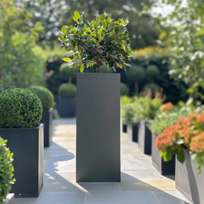75cm Zinc Matte Grey Tall Square Planter - 5