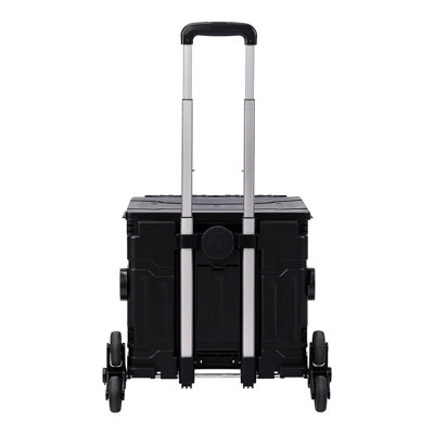 75L Black 43.5cm W x 48cm D x 45cm H Collapsible Rolling Utility Crate