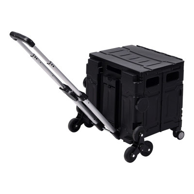 75L Black 43.5cm W x 48cm D x 45cm H Collapsible Rolling Utility Crate