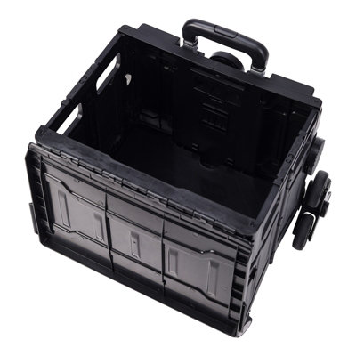 75L Black 43.5cm W x 48cm D x 45cm H Collapsible Rolling Utility Crate
