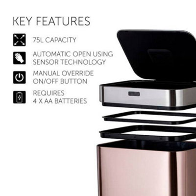75L Rectangular Sensor Bin Copper - 6