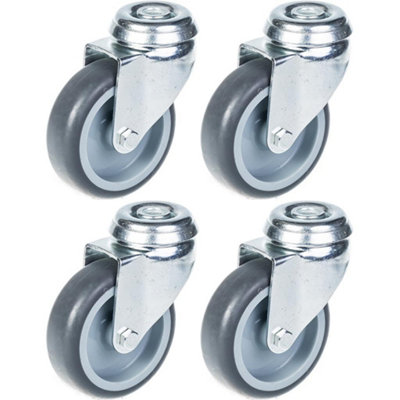75mm 3" castor grey rubber tyre, swivel, 240kg capacity, set of 4