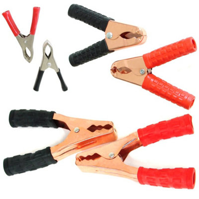 75mm / 3" Crocodile Clips, Alligator Clamps, Electrical Cable Terminal Test Metal Croc Clips - Car Battery, Electric Testing, DIY