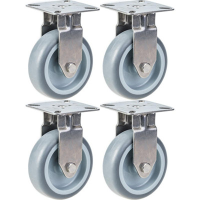 75mm 3" stainless steel castor grey rubber, fixed, 240kg, set of 4