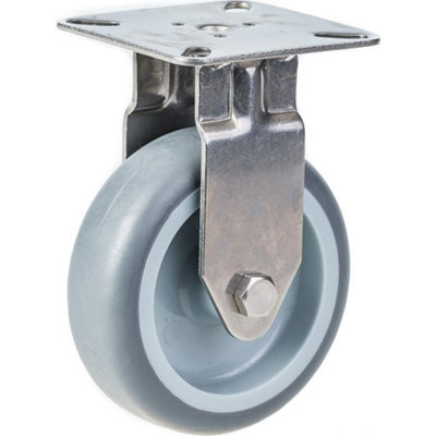 75mm 3" stainless steel castor grey rubber, fixed, 60kg