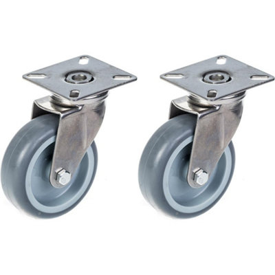 75mm 3" stainless steel castor grey rubber, swivel, 120kg, set of 2
