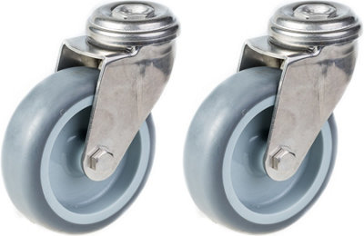 75mm 3" stainless steel castor grey rubber, swivel, 120kg, set of 2