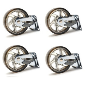 75mm 40kg Plastic Swivel Castor Wheel Furniture Caster Brown - Without Brake - Pack of 4