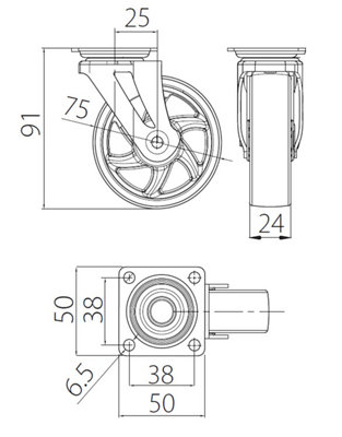 75mm 40kg Plastic Swivel Castor Wheel Furniture Caster Clear - Without Brake - Pack of 1