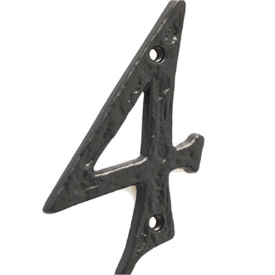 75mm Antique Black Iron Door Numeral - Number 4 Classic Traditional Front Wall House Sign