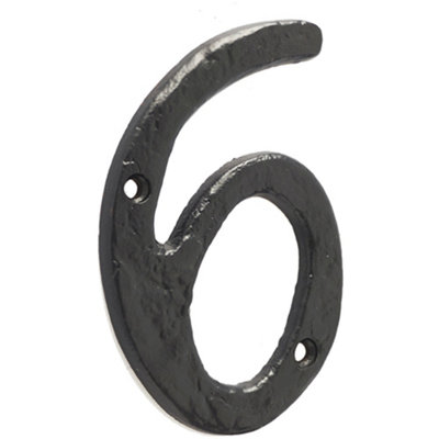75mm Antique Black Iron Door Numeral - Number 6 9 Classic Traditional Front Wall House Sign