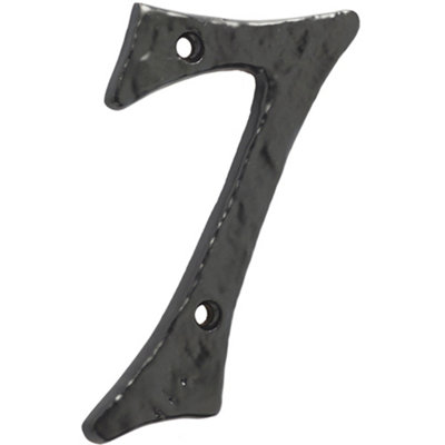 75mm Antique Black Iron Door Numeral - Number 7 Classic Traditional Front Wall House Sign