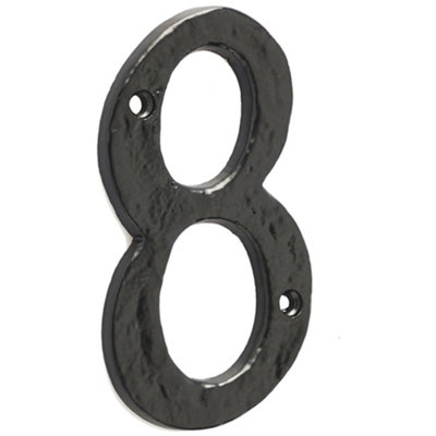 75mm Antique Black Iron Door Numeral - Number 8 Classic Traditional Front Wall House Sign