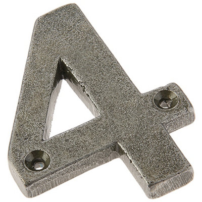 75mm Antique Pewter Door Numeral - Number 4 Classic Traditional Front Wall House Sign
