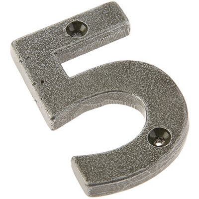 75mm Antique Pewter Door Numeral - Number 5 Classic Traditional Front Wall House Sign