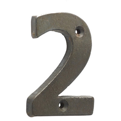 75mm Beeswax Iron Door Numeral - Number 2 Premium Quality Wall House Sign
