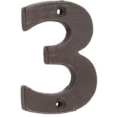 75mm Beeswax Iron Door Numeral - Number 3 Premium Quality Wall House Sign