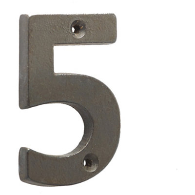 75mm Beeswax Iron Door Numeral - Number 5 Premium Quality Wall House Sign