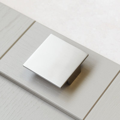 75mm Brushed Steel Square Knob