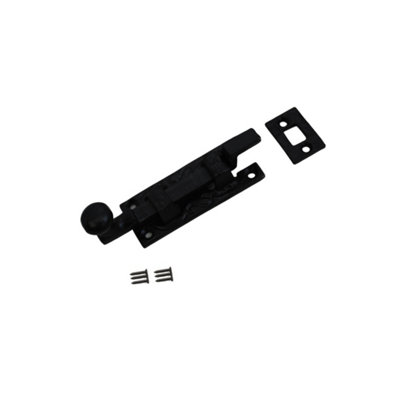 75mm Door Bolt Necked Black Antique Finish Heavy Duty Malleable Iron Secure Lock for Internal & External Doors (Pack of 1)