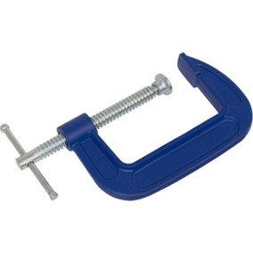 75mm Heavy Duty Forged G-Clamp - 25mm Throat - Threaded Screw Clamp Swivel Tip