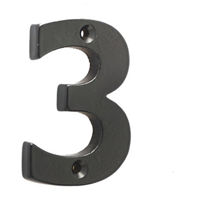 75mm Matt Black Door Numeral - Number 3 Premium Quality Wall House Sign