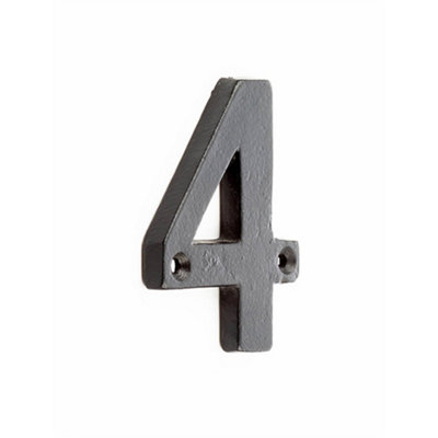 75mm Matt Black Door Numeral - Number 4 Premium Quality Wall House Sign