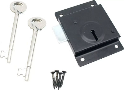 75mm Press Shed Dead Lock Black Face Fixing with x2 Keys