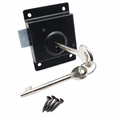75mm Press Shed Dead Lock Black Face Fixing with x2 Keys