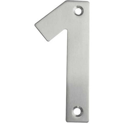 75mm Satin Stainless Steel Door Numeral - Number 1 Premium Quality Wall House Sign